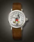 Gerald Genta. GERALD GENTA, STAINLESS STEEL JUMP HOUR 'RETRO, MICKEY MOUSE', WITH MOTHER-OF-PEARL DIAL, REF. G.3632
