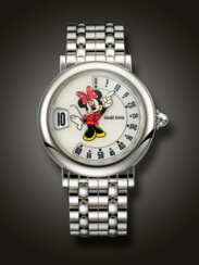 GERALD GENTA, STAINLESS STEEL JUMP HOUR 'RETRO, MINNIE MOUSE', WITH MOTHER-OF-PEARL DIAL, REF. G.3632