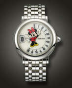 Gerald Genta. GERALD GENTA, STAINLESS STEEL JUMP HOUR 'RETRO, MINNIE MOUSE', WITH MOTHER-OF-PEARL DIAL, REF. G.3632