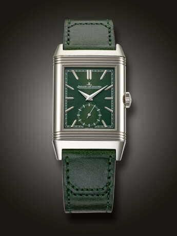 JAEGER-LECOULTRE, STAINLESS STEEL ‘REVERSO TRIBUTE’, WITH GREEN DIAL, REF. 214.8.62 - фото 1