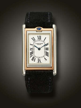 CARTIER, LIMITED EDITION PLATINUM AND PINK GOLD 'TANK BASCULANTE', NO. 54/100, REF. 2500E - photo 1