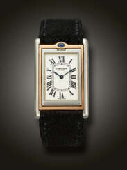 CARTIER, LIMITED EDITION PLATINUM AND PINK GOLD 'TANK BASCULANTE', NO. 54/100, REF. 2500E