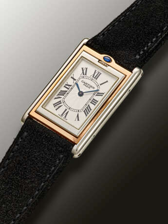 CARTIER, LIMITED EDITION PLATINUM AND PINK GOLD 'TANK BASCULANTE', NO. 54/100, REF. 2500E - фото 2