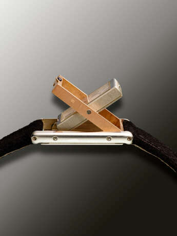 CARTIER, LIMITED EDITION PLATINUM AND PINK GOLD 'TANK BASCULANTE', NO. 54/100, REF. 2500E - фото 6