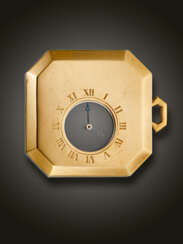 CARTIER, ART DECO PLATINUM AND YELLOW GOLD ‘MYSTERY’ OPENFACE POCKET WATCH