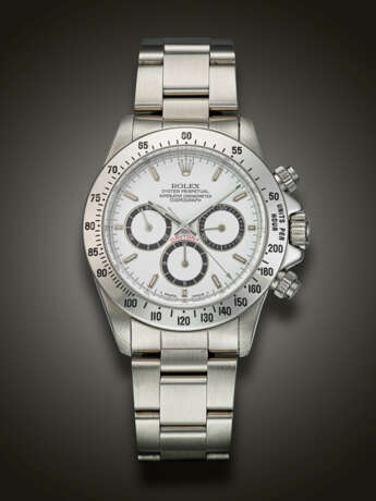 ROLEX, RARE STAINLESS STEEL CHRONOGRAPH 'DAYTONA', WITH 'FOUR LINES' DIAL, REF. 16520 - фото 1