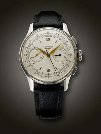 LONGINES, STAINLESS STEEL FLYBACK CHRONOGRAPH WRISTWATCH, REF. 5966 - фото 1