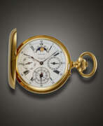 Taschenuhr. HENRY CAPT, YELLOW GOLD PERPETUAL CALENDAR HUNTER CASE POCKET WATCH, WITH MOON PHASES