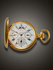 HENRY CAPT, YELLOW GOLD PERPETUAL CALENDAR HUNTER CASE POCKET WATCH, WITH MOON PHASES