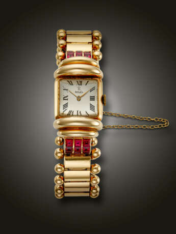 ROLEX, YELLOW GOLD AND RUBY-SET WRISTWATCH, REF. 4389 - Foto 1