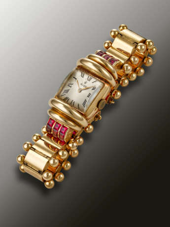 ROLEX, YELLOW GOLD AND RUBY-SET WRISTWATCH, REF. 4389 - Foto 2