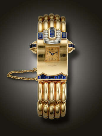 PATEK PHILIPPE, YELLOW GOLD, DIAMOND AND SAPPHIRE-SET WRISTWATCH - фото 1