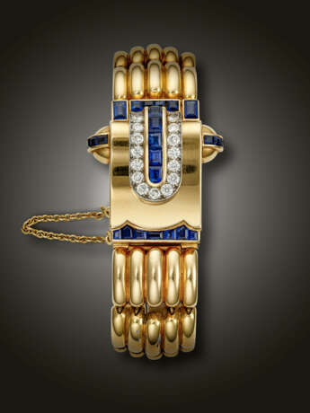 PATEK PHILIPPE, YELLOW GOLD, DIAMOND AND SAPPHIRE-SET WRISTWATCH - фото 2