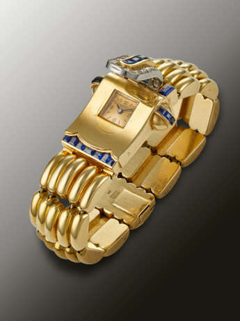 PATEK PHILIPPE, YELLOW GOLD, DIAMOND AND SAPPHIRE-SET WRISTWATCH - Foto 4