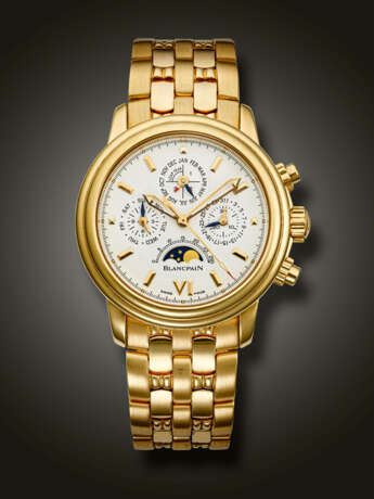 BLANCPAIN, YELLOW GOLD PERPETUAL CALENDAR CHRONOGRAPH 'LEMAN', WITH MOON PHASES, REF. 2585 - фото 1