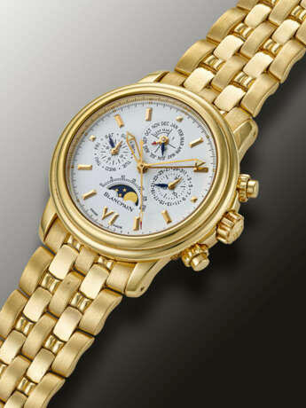 BLANCPAIN, YELLOW GOLD PERPETUAL CALENDAR CHRONOGRAPH 'LEMAN', WITH MOON PHASES, REF. 2585 - Foto 2