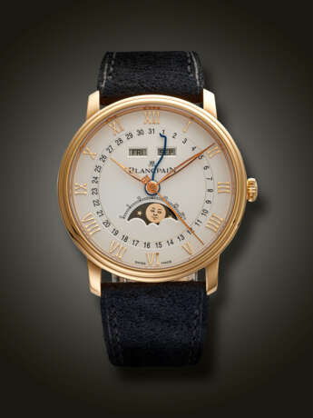 BLANCPAIN, PINK GOLD TRIPLE CALENDAR ‘VILLERET QUANTIEME COMPLET’ WITH MOON PHASES, REF.6654-3642-55B - фото 1