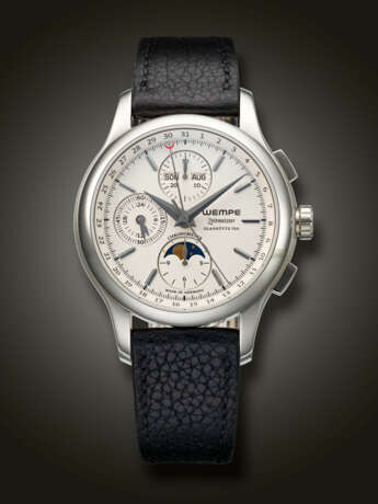 WEMPE, STAINLESS STEEL TRIPLE CALENDAR CHRONOGRAPH ‘ZEITMESTER’ WITH MOON PHASES - фото 1