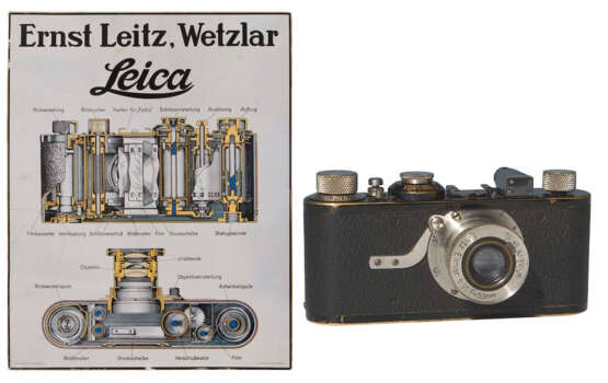 Seltene Leica I (A)-Kamera und Plakat. - photo 1