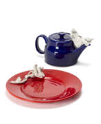 Ико Паризи. Ico Parisi. Blue ceramic teapot and red ceramic cake…