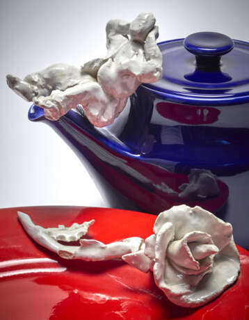 Ico Parisi. Blue ceramic teapot and red ceramic cake… - Foto 3