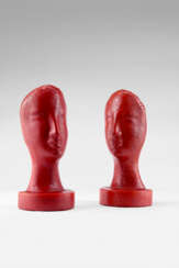 Società Ceramica Italiana Laveno. Pair of glazed red ceramic bookends depi…