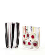 Карло Моретти. Carlo Moretti. Colorless blown glass vase with black ca…