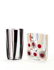 Carlo Moretti. Colorless blown glass vase with black ca…