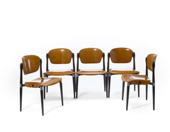 Eugenio Gerli. Group of five chairs model "S832". Produ… - Foto 1