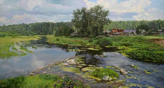 "Посёлок Прогресс" Canvas on the subframe Oil paint Realism Landscape painting Russia 2023 - photo 1