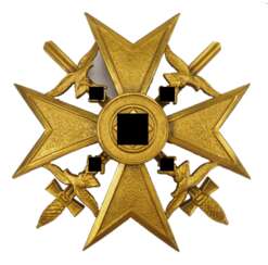 Spanienkreuz, in Gold, mit Schwertern.