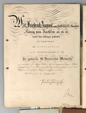 Militär Nachlass mit 2 Urkunden St. Heinrichs Medaille - Foto 2