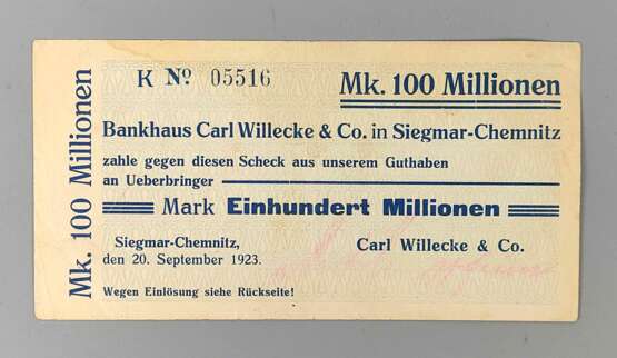 100 Mio Bankhaus Carl Willecke & Co 1923 - фото 1