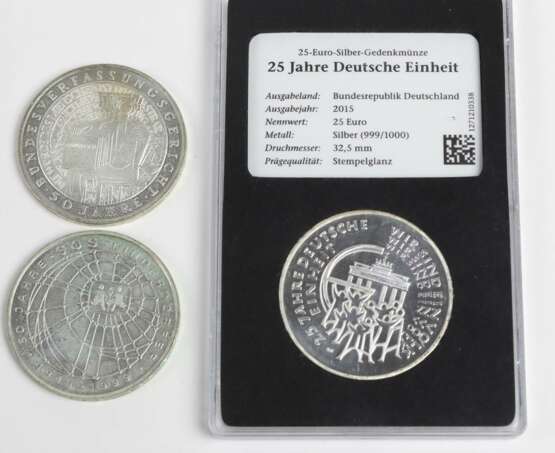 3 BRD Gedenkmünzen Silber 1999/2015 - Foto 1