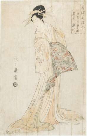 Katsukawa Shunjo (died in 1787) Katsukawa Shunsho (1726-1792) Kitagawa Utamaro (1754-1806) Chobunsai Eishi (1756-1829) Utagawa Toyokuni (1769-1825) Utagawa Kuniyasu (1794-1832) | A collection of fourteen woodblock prints | Edo period, 18th - 19th century - photo 13