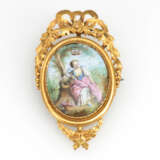 Medaillonbrosche mit Miniatur 19. Jahrhundert. - photo 1