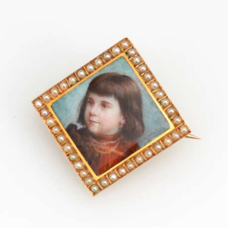 Miniaturbrosche mit Perlchen 2.H.19. Jahrhundert. - Foto 1