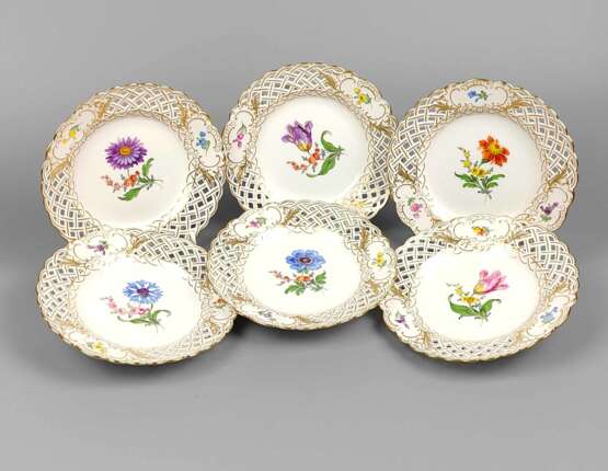 Meissen Satz Geflechtrand Teller *Blume 2* - Foto 1