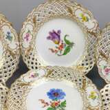 Meissen Satz Geflechtrand Teller *Blume 2* - Foto 3