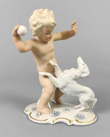 Putto Figur mit Windhund - Foto 1