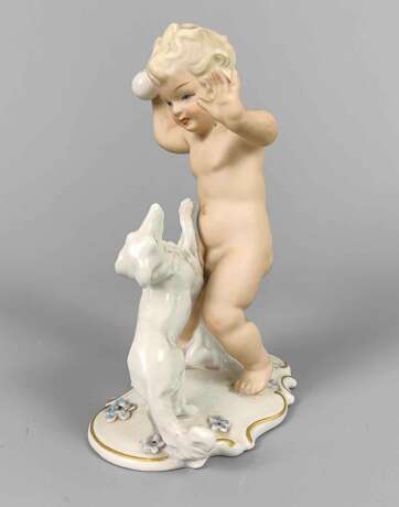 Putto Figur mit Windhund - Foto 2