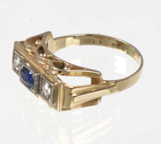 Art Deko Saphir Brillant Ring - GG 585 - photo 1