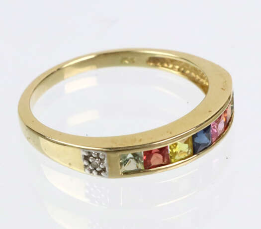 Regenbogen Saphir Ring mit Brillant - GG 375 - photo 2