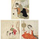Totoya Hokkei (1780-1850) | Three surimono | Edo period, 19th century - фото 1