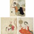 Totoya Hokkei (1780-1850) | Three surimono | Edo period, 19th century - Archives des enchères