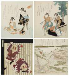 Yanagawa Shigenobu II (active circa 1830–60) Yashima Gakutei (1786?-1868) Keisai Eisen (1790-1848) | A group of four surimono | Edo period, 19th century