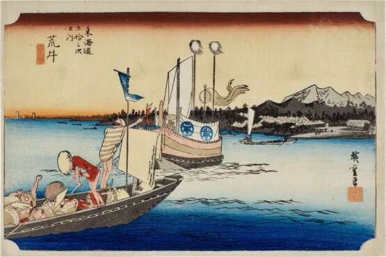 Utagawa Hiroshige (1797-1858) | Five woodblock prints from the series Fifty-three Stations of the Tokaido (Tokaido gojusan tsugi no uchi), also known as the First Tokaido or Great Tokaido | Edo period, 19th century - photo 4