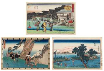Utagawa Hiroshige (1797-1858) | Three woodblock prints | Edo period, 19th century