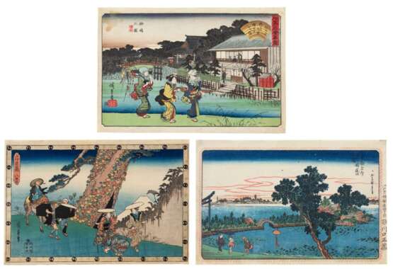 Utagawa Hiroshige (1797-1858) | Three woodblock prints | Edo period, 19th century - Foto 1