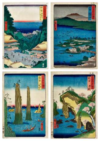 Utagawa Hiroshige (1797-1858) | Four woodblock prints from the series Famous Places in the Sixty-odd Provinces | Edo period, 19th century - Foto 1